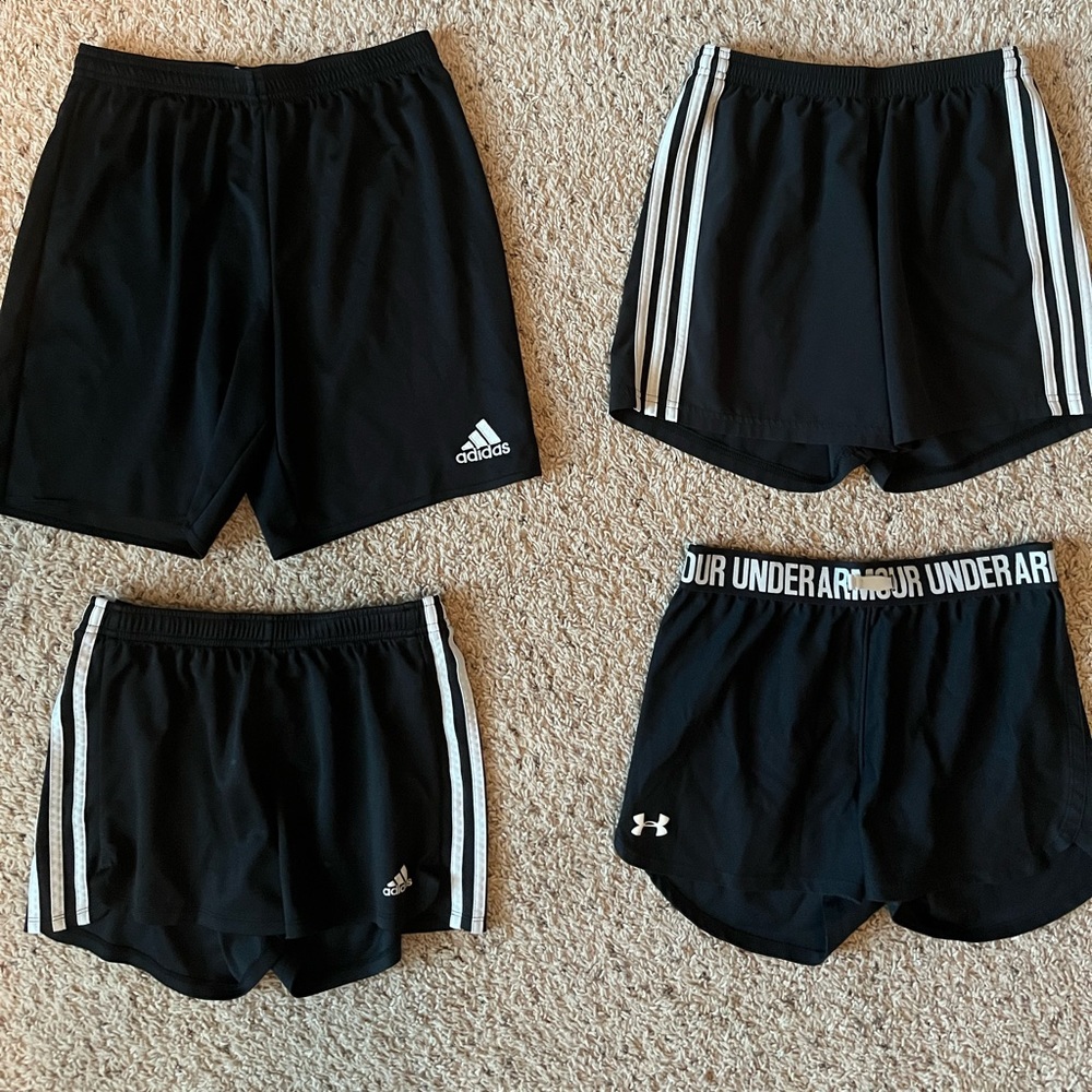 Lot of 4 Athletic Shorts, UA & Adidas